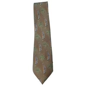 Tango Mens Necktie Palm Tree Sailboat Silk OS Gold Tropical Nautical Summer Tie